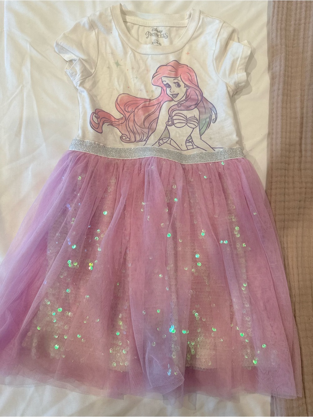 Disney Pink and White Ariel Sequin Tulle Dress